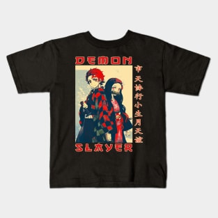 DS tanjiro and nezuko retro Kids T-Shirt